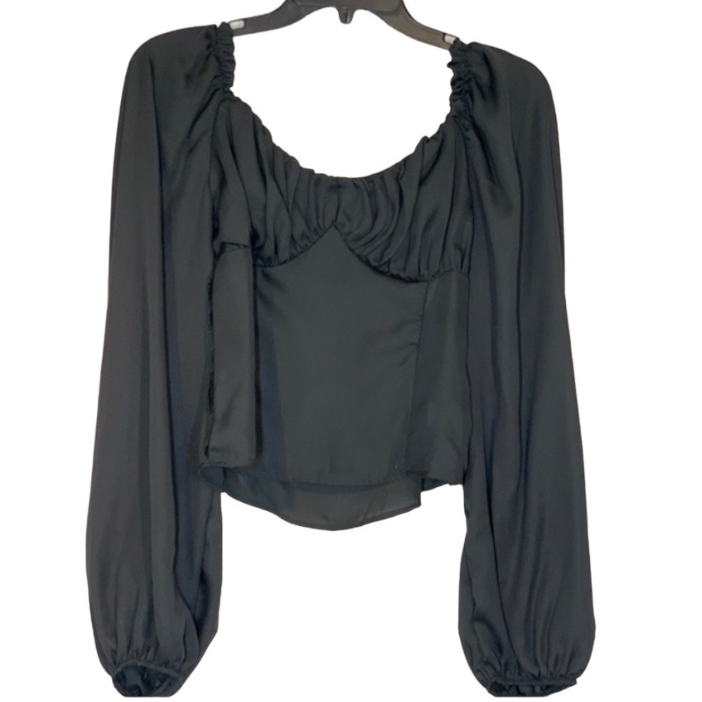 Abound Chiffon Balloon Sleeve Blouse Black